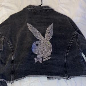 PLAYBOY Black Jean Jacket with Silver Logo